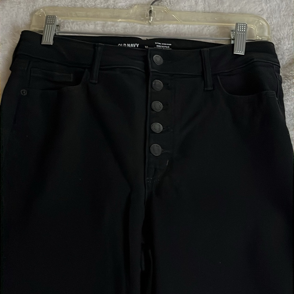 Women’s Old Navy Y2K Black Extra High Rise Rockstar Super Skinny Jeans. Size 10 - Picture 9 of 16